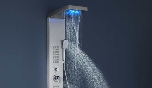 BathSelect shower panel with rainfall and waterfall outlets